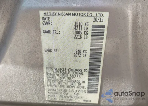 2013 Nissan Altima 2.5 Sl из США, поврежденный, VIN 1N4AL3AP5DC163746